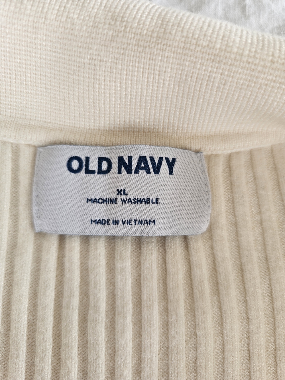 Old Navy Cream Ribbed Long Sleeve Polo Sweater Size XL - Picture 2 of 5